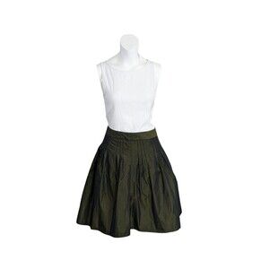 $350 NWT Victorinox Womens Sz 6. Iridescent Green Multi Pleat Pleated Skirt